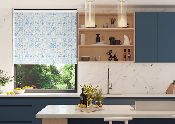 Moroccan Tiles, Vivid Blue - Roller Blind - Image 3